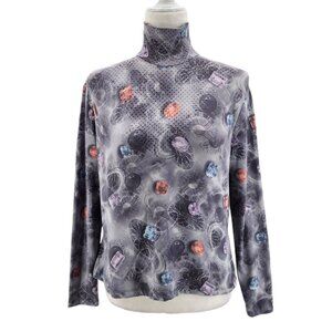 Vintage St. John Sport by Marie Gray Jewel Print Bling Turtleneck Top Small